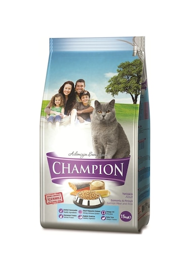 Champion Somonlu ve Pirinçli Yetişkin Kedi Maması 15 KG