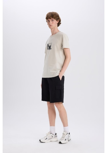 DeFacto Regular Fit Beli Bağcıklı Kargo Cepli Şort D9494AX25SMBK81
