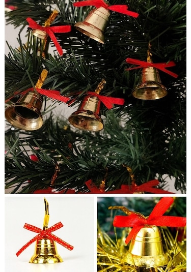 3 Lü Yılbaşı Seti 12'li Çam Ağacı Çan 12 Li Gold Yılbaşı Ç.ağacı Topu 12'li Mini Hediye Paketi Süsü Çoklu Renk