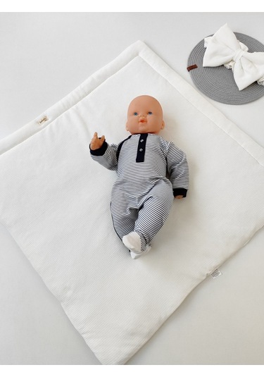 Bebek Battaniyesi %100 Pamuklu Bebek Kundak Battaniyesi Kız Erkek Dış Kundak Hastane Çıkışı Bbl65003 Ekru