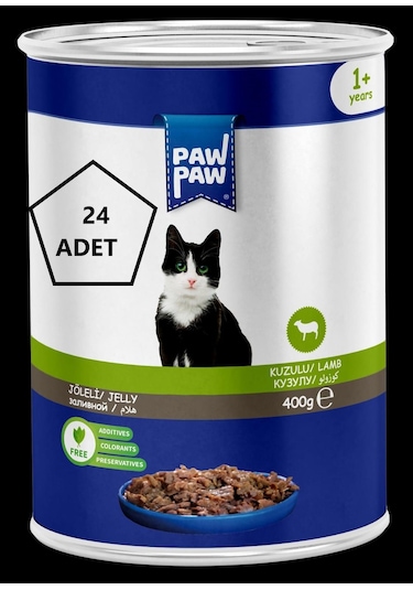 Paw Paw Jöleli Kuzulu Yetişkin Kedi Konservesi 24 x 400 G