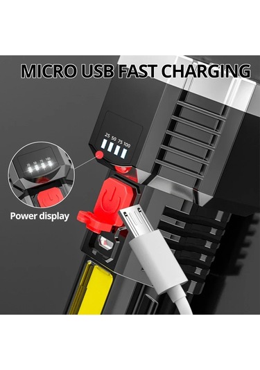 Dongjing Yüksek Güç Şarj Edilebilir Led El Fenerleri 7led Kamp Siyah