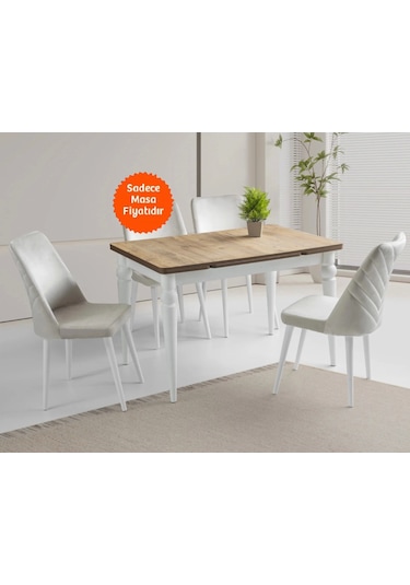 Yandan Açılır Büyüyen Yemek Masası Meşe-Beyaz 60x90 CM Beyaz