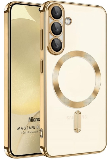 Microsonic Samsung Galaxy Uyumlu A37 Kılıf Magsafe Luxury Electroplate Gold -