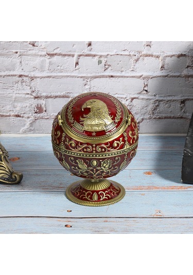 Moveevo Vintage Zinc Alloy Kuş Reliefli Ev Hotel Dekorasyonu Multifonksiyonel Kapaçklı Toprak Küresi Sigara Tepsisi