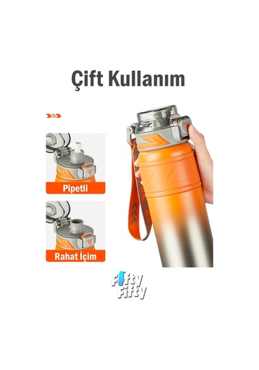Tkk 900 Ml Çelik Termos Çift Kullanım Pipetli/rahat İçim -12/24 Sıcak-soğuk- Yalıtım -tkk2025new900ml Turuncu