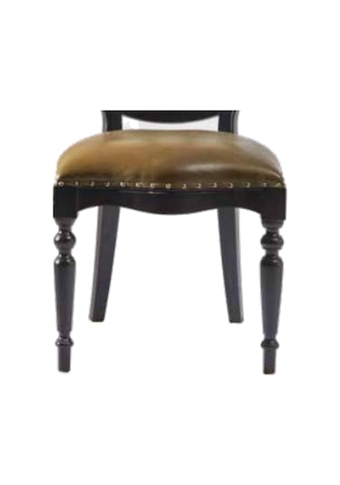 Bengimobilya Sandalye Zus004 Klasik Model Bej Suni Deri Kumaş Parlak Siyah Ren