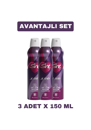 She is Sexy Kadın Sprey Deodorant 150 ML x 3