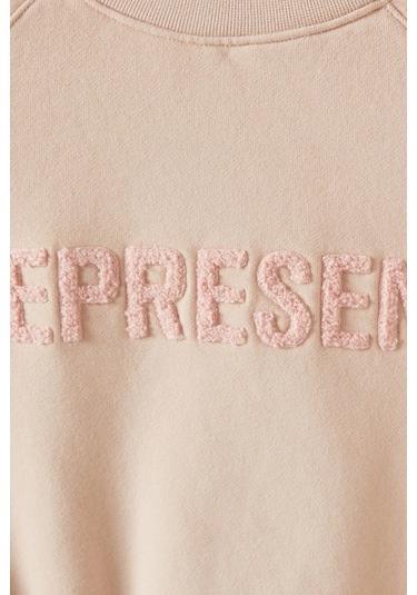 Represent Fly Micro Sweatshirt, Organik Pamuk, Minimalist Ve Lüks Günlük Sweatshirt Pembe