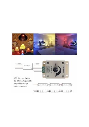 12-24 Volt Manuel Led Dimmer 8 Amper Şerit Led Dimmer