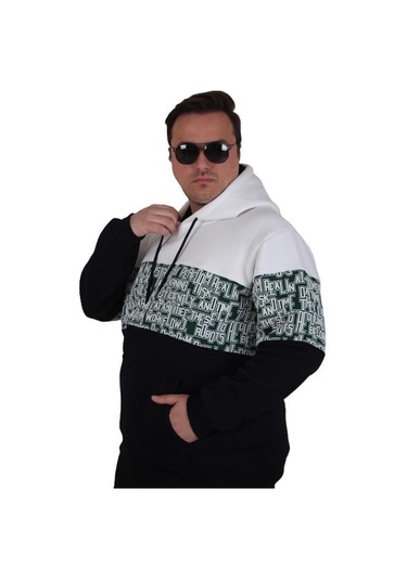 Starbattal Büyük Beden Kapüşonlu 3ip Sweat Transforming 25713 Ekru Ekru