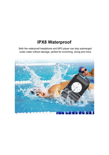 Lemestar Ipx8 Su Geçirmez Spor Mp3 Çalar 8gb - Yüzme, Koşu, Dalış İçin Kablolu Kulaklık, Uzun Pil Ömrü, Beyaz