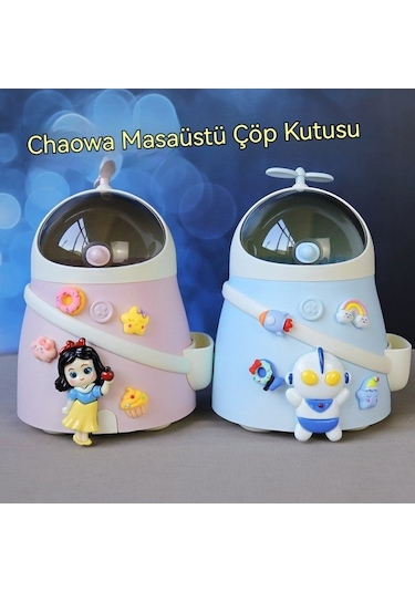 Novahub Dayanıklı Pembe Kar Beyaz Kapaklı Çöp Kutusu - Pamuk Prenses Tasarımı Pembe