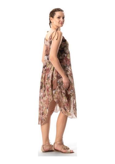 Askılı Vual Afrodit Midi Boy Yazlık Elbise Batik Koyu Kahve 6213 Batik Koyu Kahve