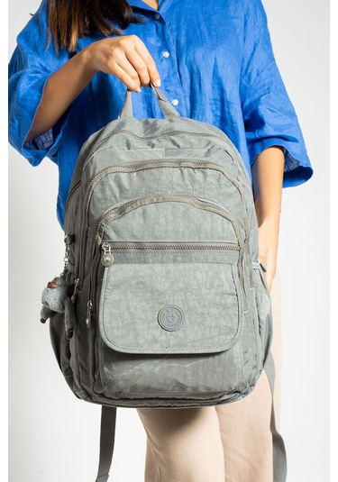 Ultra Hafif Çok Cepli Su Geçirmez Okul Çantası Laptop, Notebook, Okul, Spor, Seyahat Gri 571-2a-3 Gri