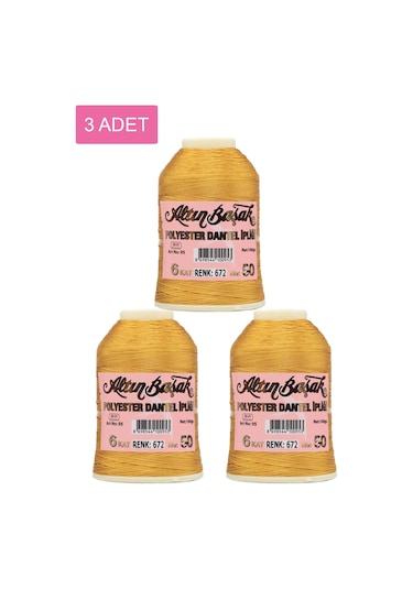 3 Adet Altınbaşak Oya Ve Dantel İpi 20 Gr - Royaleks - No: 672