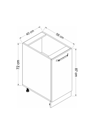 Minar Mutfak Modül Alt 1k1r 40cm Dolap Byz Mebran C Byz