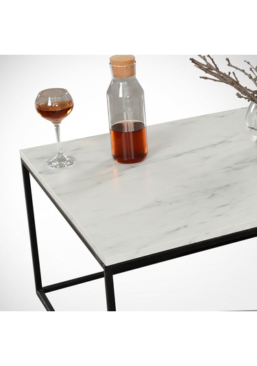 Cosco Beyaz Mermer Orta Sehpa Metal & Orta Masa Marmo/Metal Ayak