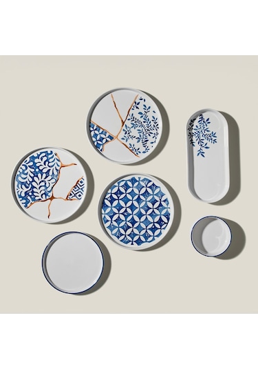 Nehir Azure 6 Kişilik 15 Parça Seramik Kahvaltı Takımı Mavi