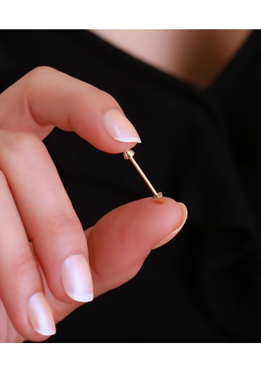 14 Ayar Altın Ok Kaş Piercing Sarı Altın