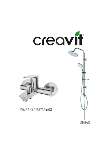 Creavit Sh640 Tepe Duş Sistemi Ve Liva Banyo Bataryası Lv2500 Krom