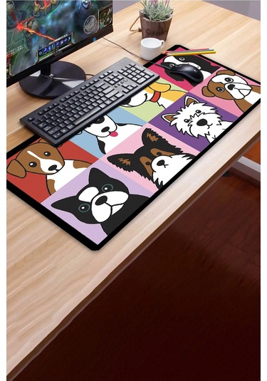 Sonictouch Mutlu Patişler Renkli Pürüzsüz Sıvı Geçirmez Yüzey Xxl Gamer Ofis Klavye Mousepad 40x90cm Mousepad