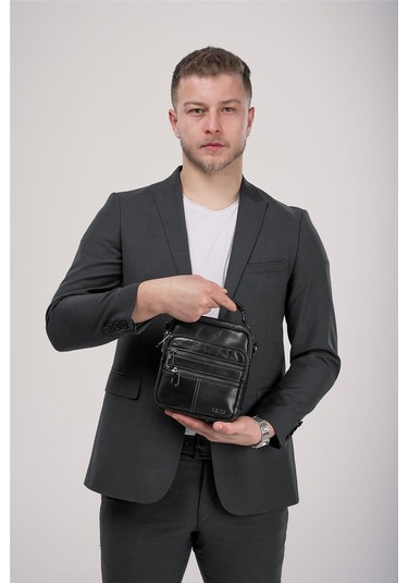 Ççs 31603 Hakiki Deri Askılı Çanta Siyah