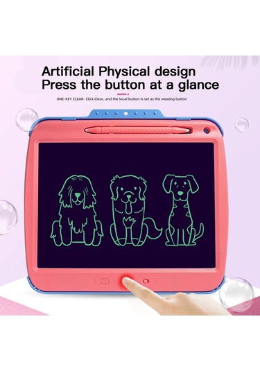 Xindoker 9 İnç Usb Şarjlı Çocuk Lcd Tahtası - Göz Koruyucu, Tek Tuş Silme, Kilit Fonksiyonu, Su Geçirmez, Çarpıtkor + 4 Adet Nakış Kağıdı Mavi