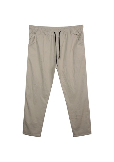 Erkek 118 -156 Kilo Arası İçin Uygun Lastikli Paça Bağcıklı Battal Boy Gabardin Pantolon Taş Taş