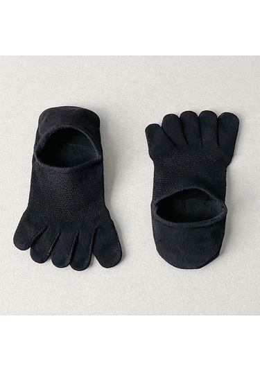 Suntek Beş Parmak Çorap Pamuklu Kaymaz İnce Koşu Siyah Siyah