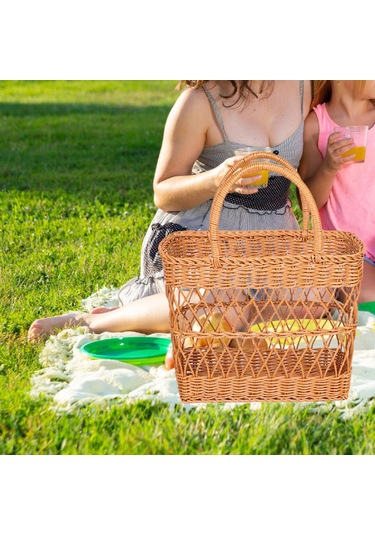 Homyl Piknik Sepeti Saplı Dekor Saklama Düzenleyici Açık Hava Haki