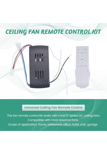 Teltree Dc Evrensel Tip Tavan Fanı Işık Kumandası Seti - 6 Vana Hız & Zamanlama, 30w Geniş Voltajlı Pil Dahil Değil