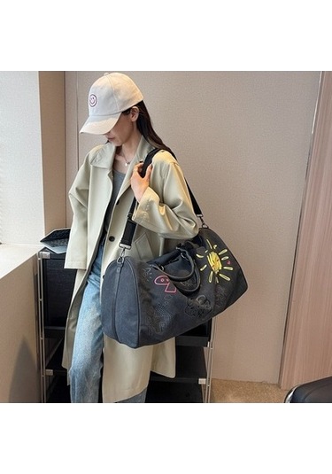 Zcjb Graffiti Kişisel Seyahat Çantaları Açık Hava Rahat Büyük Kapasiteli El Çantası Çapraz Askılı Çanta Siyah Siyah