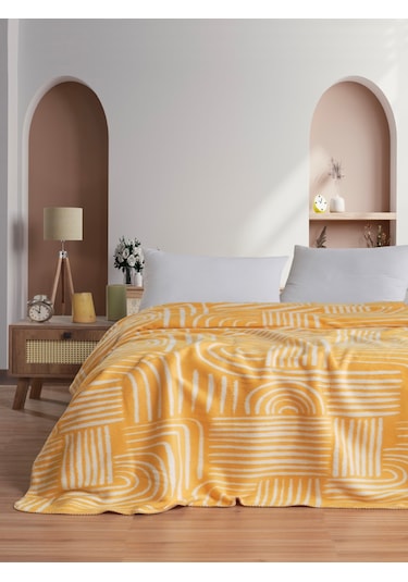 Pamela Çift Kişilik Battaniye 200x220 Cm Sarı