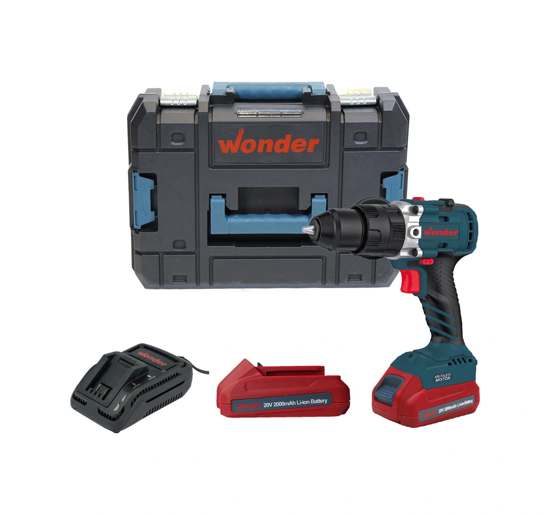 Wonder WAM25S2 20V 2.0AH Li-ion Çift Akülü Kömürsüz Darbeli Matkap