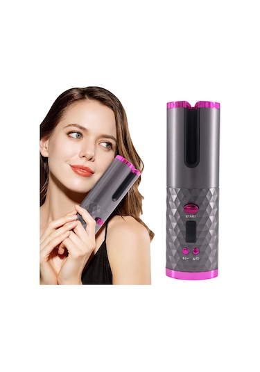 Elektrikli Tam Otomatik Saç Bigudi Kablosuz Otomatik Bukle Makinesi Pembe