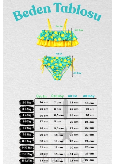 Beniizle Desenli Kız Çocuk Bikini Takımı Yeşil