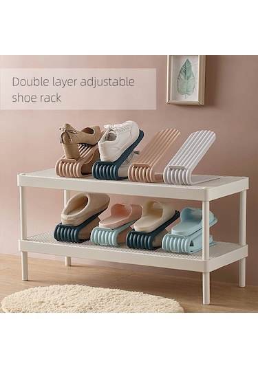 Kosona Çift Katlı Ayarı Yapılabilir Pp Malzeme Ev Odası Giyim Dolabı Organizatörü - Pembe 25.5x15x6cm Diğer