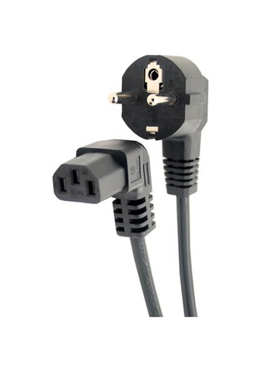 C13 Power Kablosu 90° Derece Dirsek L Uç - Dik Açılı - 1.8 mt