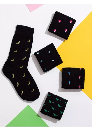 Babushka Basılı Siyah Çoraplar Kutuda 111157385 Siyah