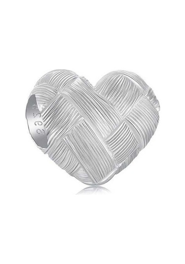 Fastbuy S925 Ayar Gümüş Kalp Dıy Boncuk, Dokuma Elmas Desen, Çok Renkli, Moda Takı Çok Renkli