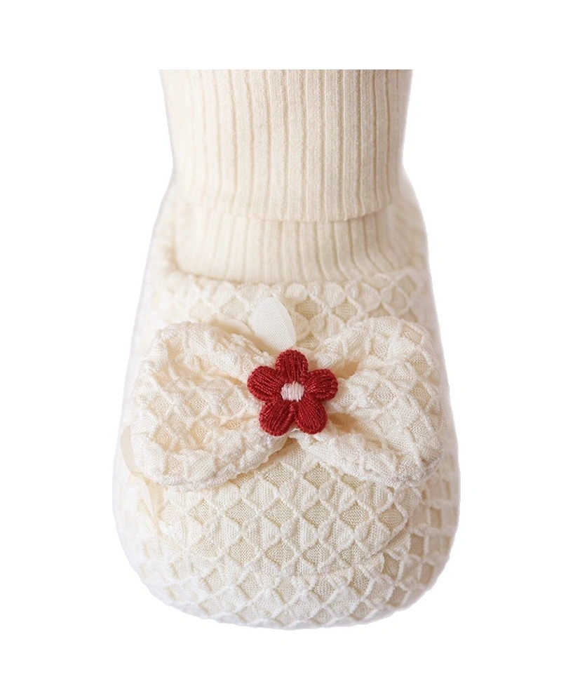 Uıowoo Kız Bebek Prenses Çorap - Yumuşak Taban, Kaymaz, %100 Pamuk - Yenidoğan Ve Bebekler İçin Şık Bej Renkli Kokulu Kelebek