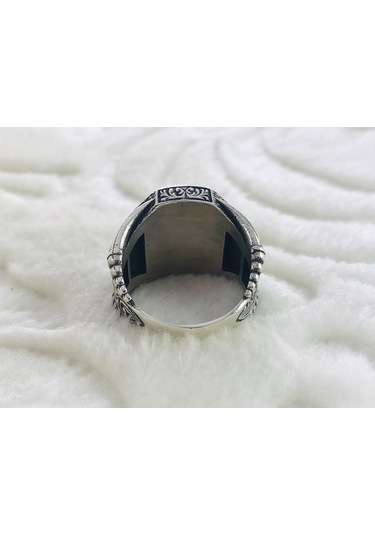 Elif Harfi Işlemeli 925 Ayar Gümüş Erkek Yüzük