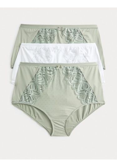 Marks & Spencer 3'lü Amelia Dantelli Full Brief Külot Yeşil
