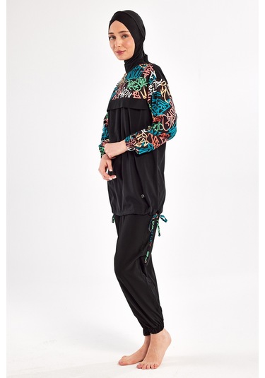 Spor Likra Tam Kapalı Tesettür Mayo 1207 Siyah08 Siyah08