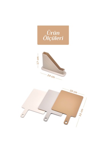 9'lu Mutfak Hazırlık Seti - Standlı Kulplu Kesme Tahtası Karıştırma Kabı Kase Süzgeç Limon Sıkacağı Bej