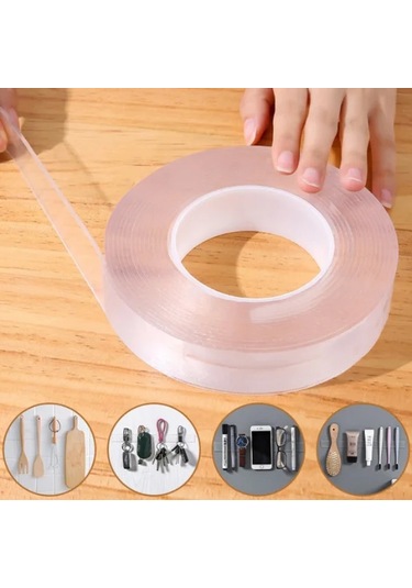 Willowhaven Şeffaf Nano Bant Yıkanabilir Yeniden Kullanılabilir 16ft 3cm Çift Taraflı