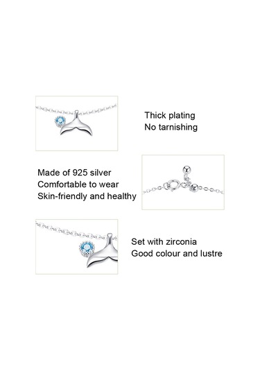 Sones Sct004 Denizkızı Kuyruğu Bileklik Basit Beyaz Altın Kaplama Bayan 925 Gümüş Bileklik Çok Renkli