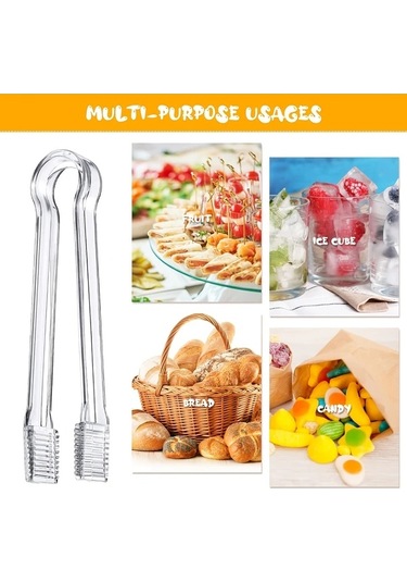 Chuangyinshop 12 Adet Şeffaf Plastik Büfe Maşası Seti Kaymaz Sap Ve Sivri Uç Ps Dayanıklı Servis Maşası Şeffaf