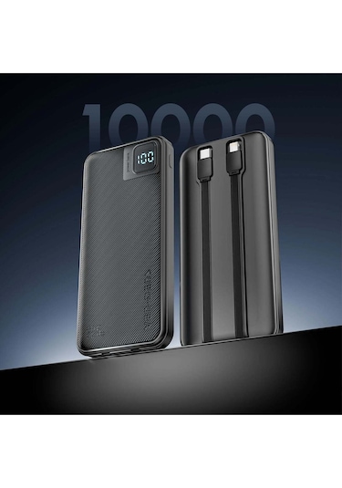 Ven-dens Vd-pb060 10000 Mah Premium Power Bank Dahili Çift Kablolu Siyah